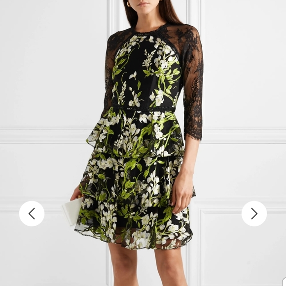 Marchesa Notte Embroidered Lace Tulle Dress - Picture 1 of 4